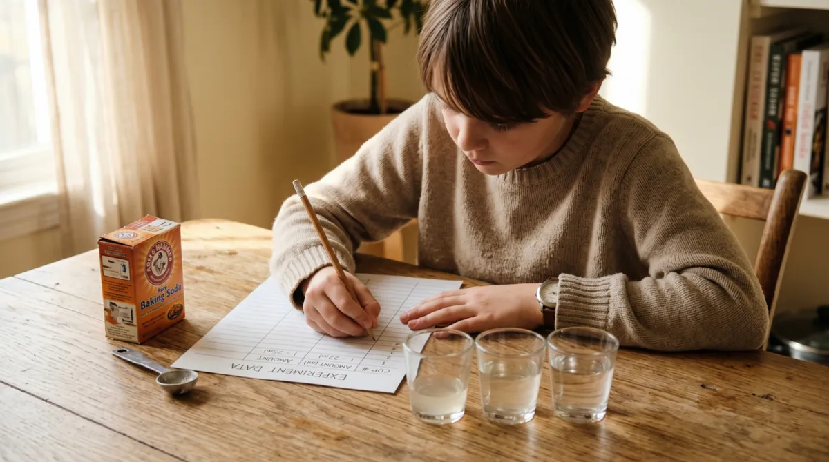 science activities that actually teach — child recording data during a variable-tested experiment